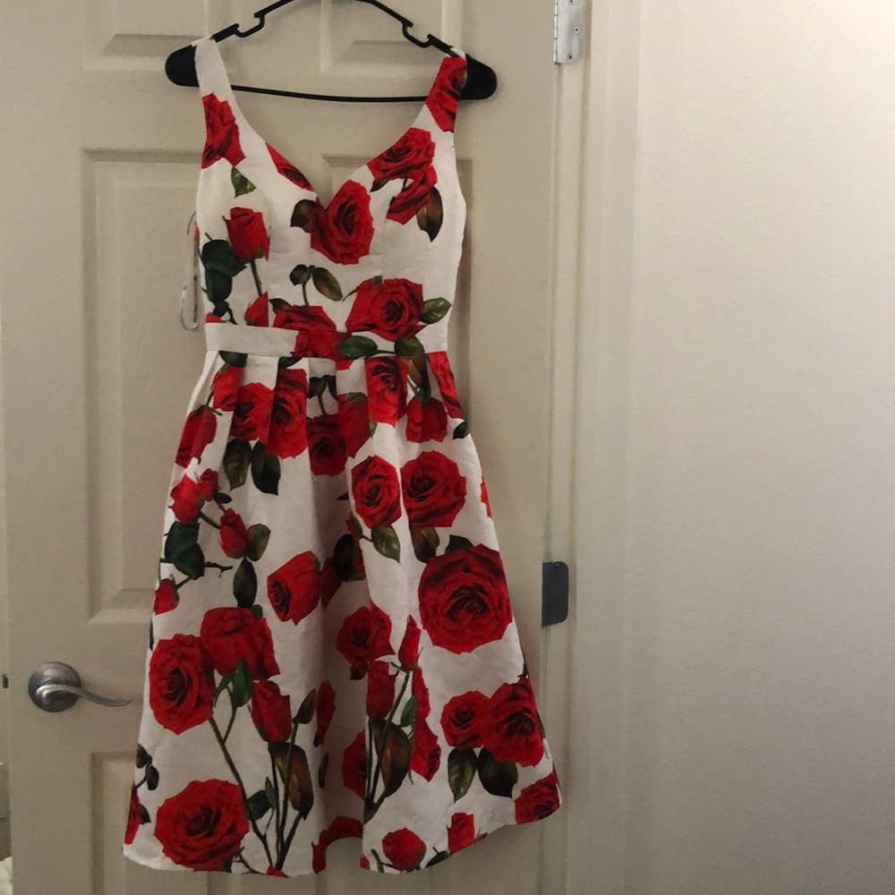Chi Chi London red rose dress